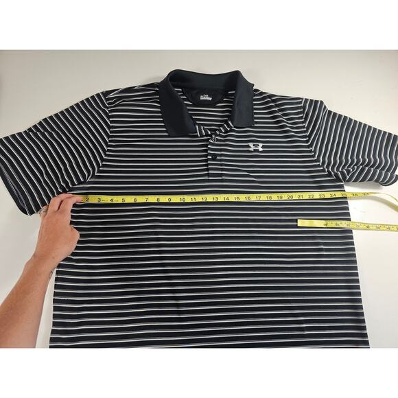 Under armour size XXL 2XL mens polo striped performance EUC short sleeve active - Picture 5 of 7